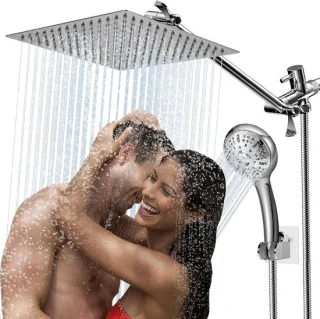Douchekop combo regen handdouche 12 inch vierkant chroom