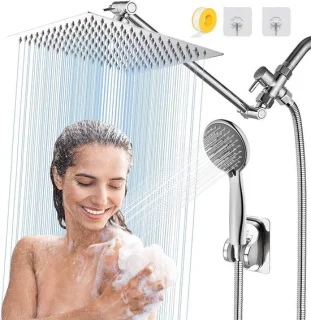 Douchekop combo regendouche handdouche 10 inch vierkant chroom
