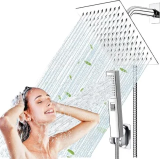 Douchekop Combo Regendouche & Handdouche 20 cm Vierkant Chroom