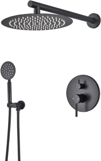 Douchekop douchesysteem met regendouche, kraan en handdouche - 10 inch - zwart