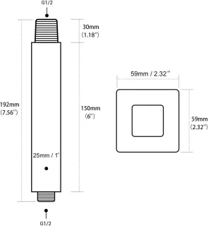 Douchekop en vierkante douchearm 20,5 cm zwart RVS 304
