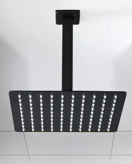 Douchekop en vierkante douchearm 20,5 cm zwart RVS 304