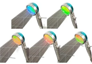 Douchekop met kleurverlichting Turbo-regendouche zwart en zilver