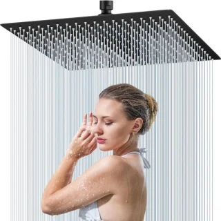 Douchekop regendouche vierkant 30 cm zwart