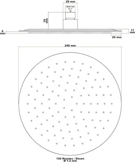 Douchekop rond 25 cm chroom