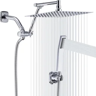 Douchekop set 30 cm vierkant chroom