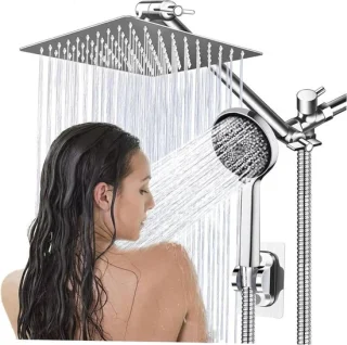 Douchekop set handdouche 8 inch roestvrij staal zilver