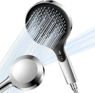 Douchekop set met handdouche, 140 mm, zilver