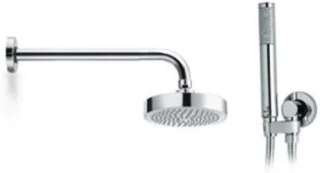 Douchekop set met handdouche en slang, 140 mm, chroom