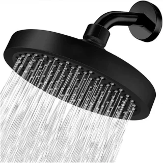 Douchekop set - regendouche - 6 inch rond - zwart met staaf