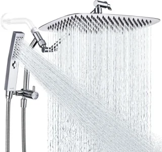 Douchekop set - regendouche en handdouche - 35 cm - chroom