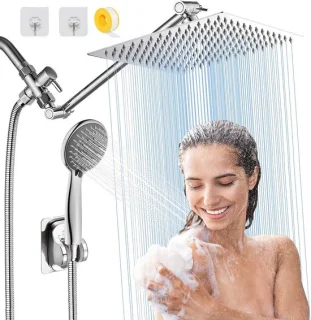 Douchekop set regendouche handdouche 10 inch vierkant chroom
