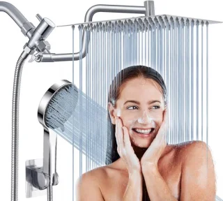Douchekop set - regendouche handdouche - 20 cm - chroom