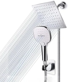Douchekop set - regendouche handdouche - 8 inch vierkant - chroom