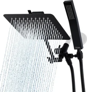 Douchekop set regendouche handdouche 8 inch vierkant mat zwart