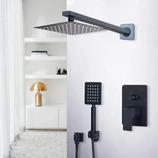Douchekop set regendouche handdouche met thermostatische temperatuurregeling 8 inch zwart