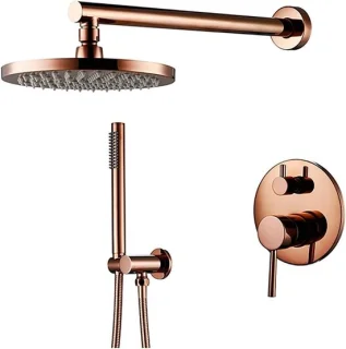 Douchekop set regendouche mixer rosé goud