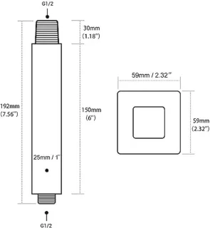 Douchekop vierkant 20,5 cm - G1/2
