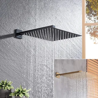 Douchekop vierkant regendouche wandmontage 10 inch zwart