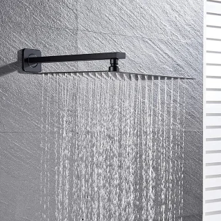 Douchekop vierkant regendouche wandmontage 10 inch zwart