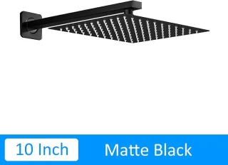 Douchekop vierkant regendouche wandmontage 10 inch zwart