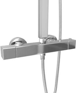 Douchekopset met dubbele regendouche 20x20 cm, handdouche, thermostaatkraan en doucherail