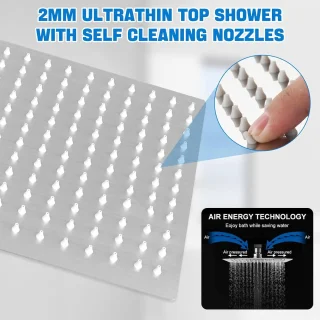 Douchekraan Complete Set - Regendouche Set - Badkamer Upgrade - Verstelbare Wandmontage - 30x30 cm Kop - Zilver