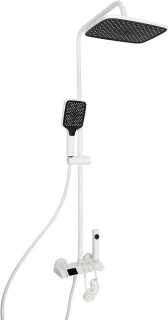 Douchekraan complete set - regendouche systeem - 27,5 x 18,4 cm - wit