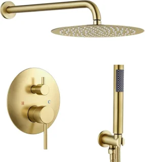 Douchekraan inbouwset regendouche 25 cm douchekop geborsteld goud