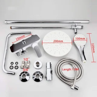 Douchekraan mengkraan regendouche set wandmontage messing 25cm douchekop chroom