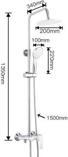 Douchekraan mengkraan regendouche set wandmontage messing 25cm douchekop chroom