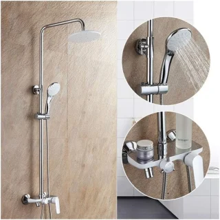 Douchekraan mengkraan regendouche set wandmontage messing 25cm douchekop chroom