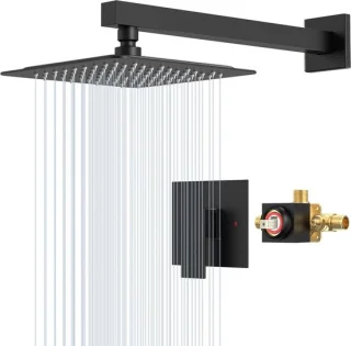 Douchekraan Regendouche Systeem 16 inch Mat Zwart