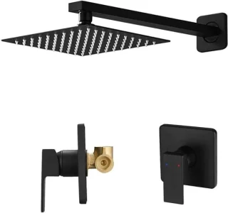 Douchekraan Set 8 Inch Vierkant Mat Zwart