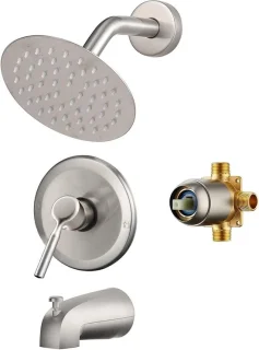 Douchekraan Set Badkraan Regendouche 6 Inch Geborsteld Nikkel