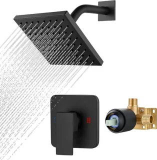 Douchekraan set met 6 inch regendouchekop - mat zwart