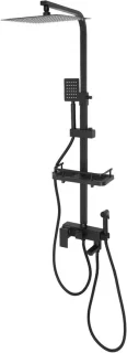 Douchekraan set met regendouche, 4-in-1 functies, 73-116 cm, zwart