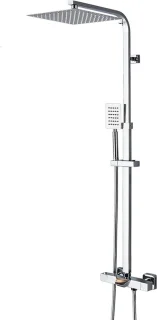 Douchekraan set met regendouche en handdouche, thermostatische mengkraan, 8 inch, chroom