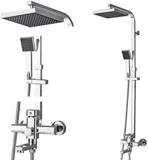 Douchekraan set met regendouche, messing, 12 inch, mat zwart