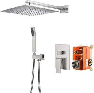 Douchekraan set regendouche 10 inch geborsteld goud