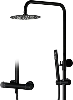 Douchekraan Set - Regendouche Handdouche - Comfortabel Douchen - Thermostatische Temperatuurregeling - 10 inch - Mat Zwart