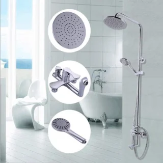 Douchekraan set regendouche handspuit - 8 inch - chroom