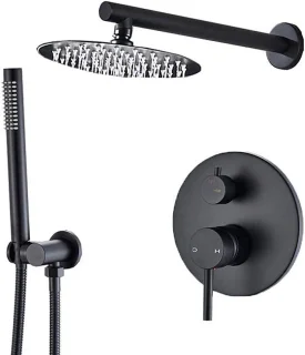 Douchekraan set regendouche opbouw - 10 inch - mat zwart