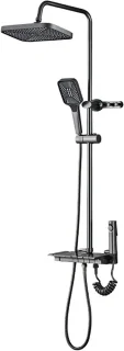 Douchekraan Set - Regendouche Pianotoets - Badkamer Verbouwen - Ruimte Aluminium - Wandmontage 17cm - Gunmetal