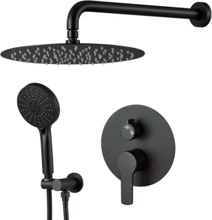 Douchekraan set regendouche systeem 10 inch mat zwart