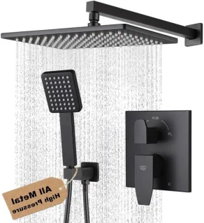 Douchekraan set regendouche systeem 12 inch mat zwart