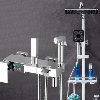 Douchekraan set regendouche systeem chroom