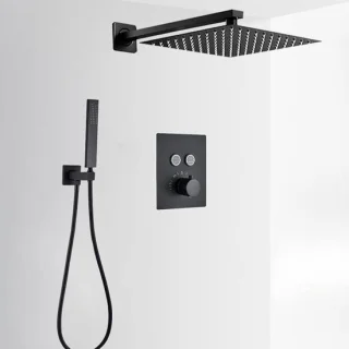 Douchekraan set regendouche thermostaat 10 inch mat zwart