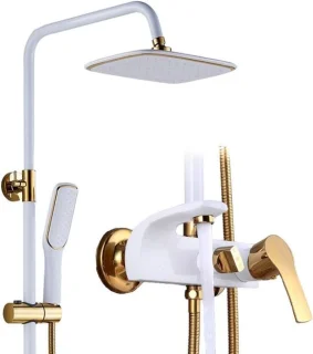 Douchekraan set regendouche wit goud