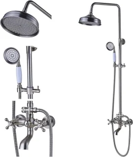 Douchekraan systeem met regendouchekop 8 inch geborsteld nikkel